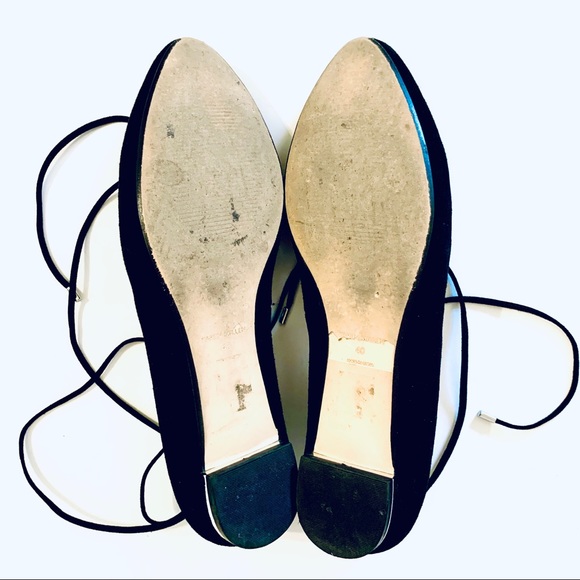 Karen Millen Lace Up Black Suede Flats 10 - Picture 7 of 8